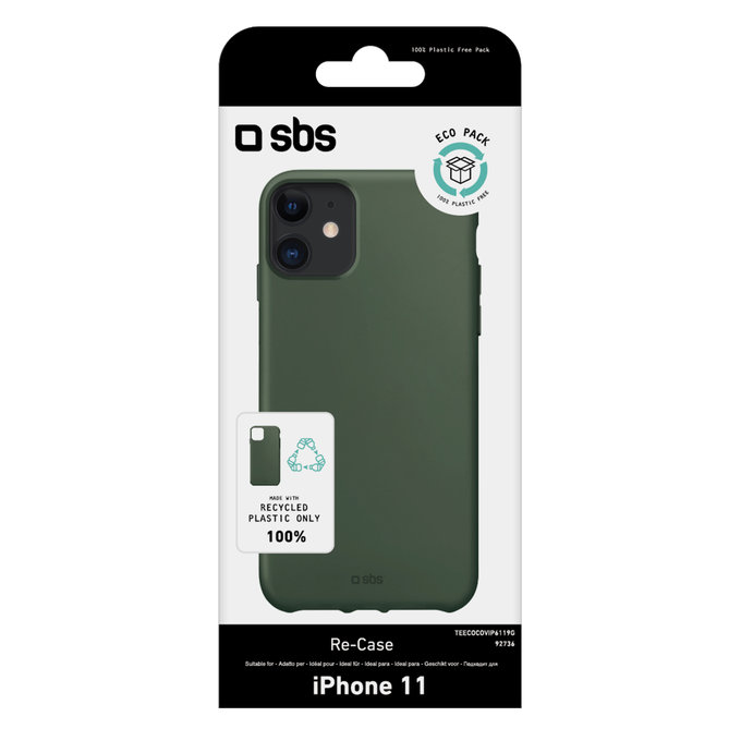 SBS - Puzdro TPU pre iPhone 11, recyklované, Eco balenie, zelená