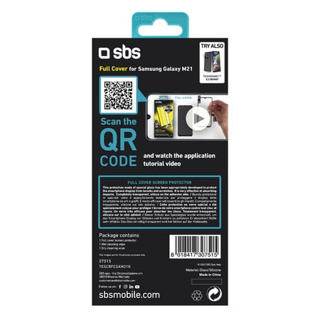 SBS - Tvrdené sklo Full Cover pre Samsung Galaxy M21, čierna