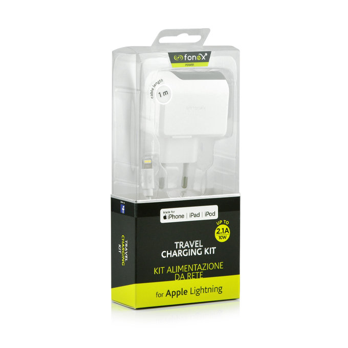 Fonex - Nabíjací Adaptér USB + Kábel USB / Lightning, 10W, biela