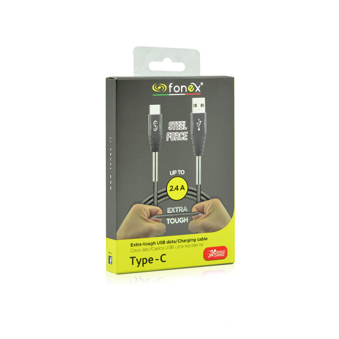 Fonex - Kábel - USB / USB-C (1m), sivá