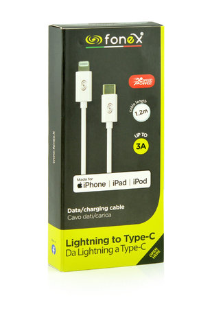 Fonex - Lightning / USB MFI Kábel (2m), biela