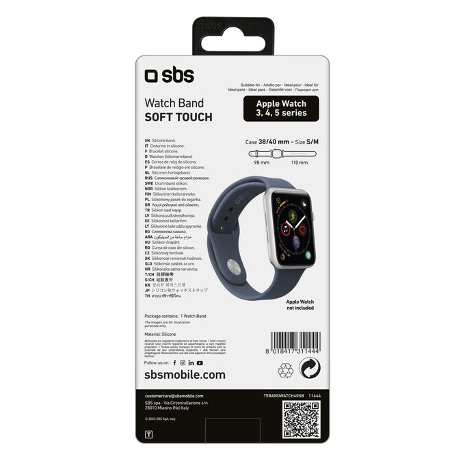 SBS - Náramok pre Apple Watch 40 mm, veľkosť S/M, modrá