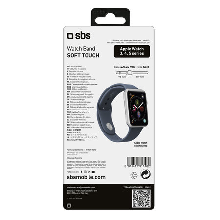 SBS - Náramok pre Apple Watch 44 mm, veľkosť S/M, modrá