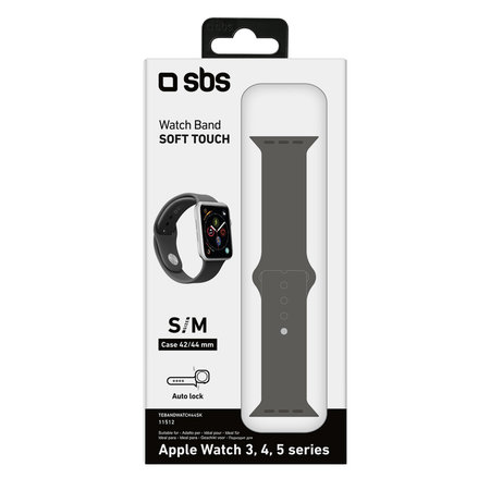 SBS - Remienok pre Apple Watch 42 mm, 44 mm, 45 mm, veľkosť S, M, black
