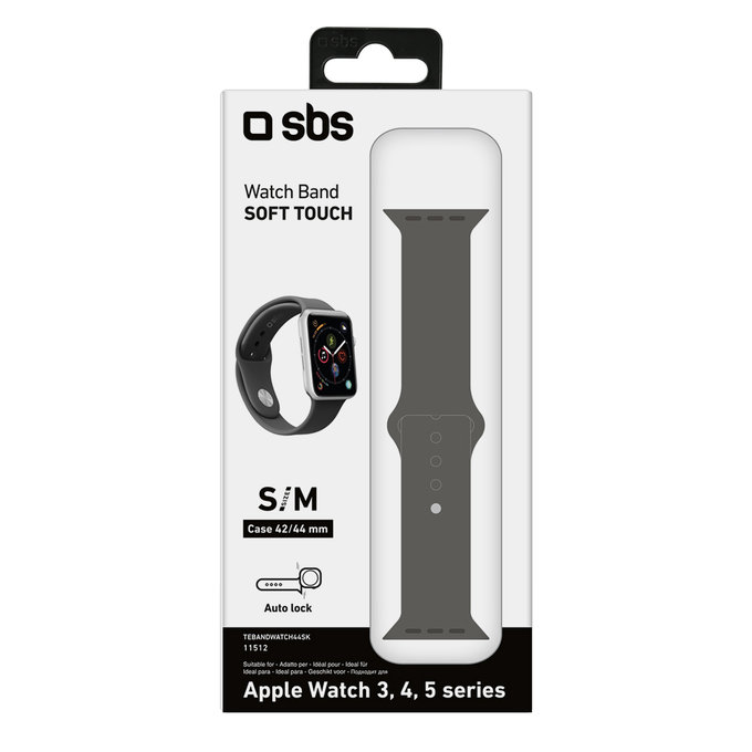 SBS - Remienok pre Apple Watch 42 mm, 44 mm, 45 mm, veľkosť S, M, black