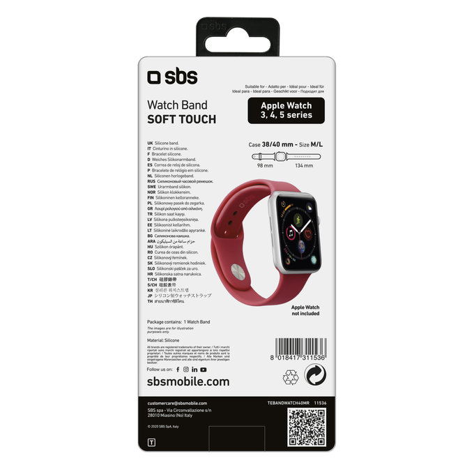 SBS - Náramok pre Apple Watch 40 mm, veľkosť M/L, červená