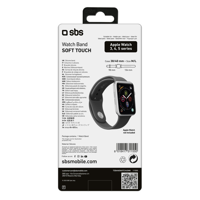 SBS - Náramok pre Apple Watch 40 mm, veľkosť M/L, čierna
