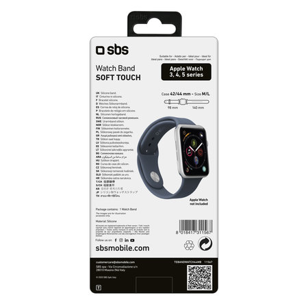 SBS - Náramok pre Apple Watch 44 mm, veľkosť M/L, modrá