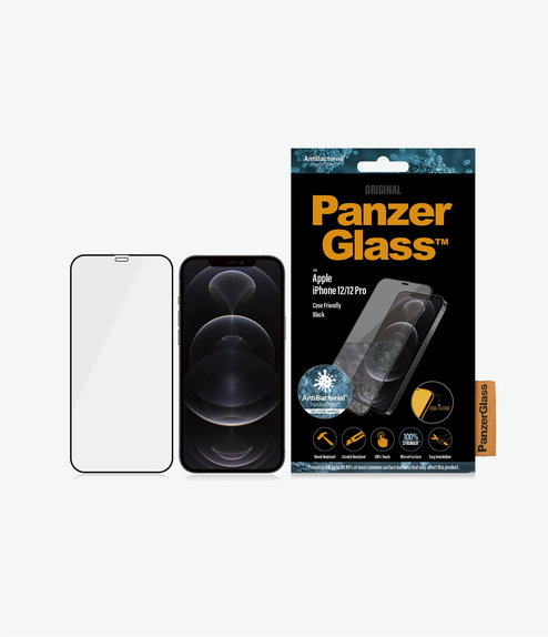 PanzerGlass - Tvrdené Sklo Case Friendly AB pre iPhone 12 a 12 Pro, čierna