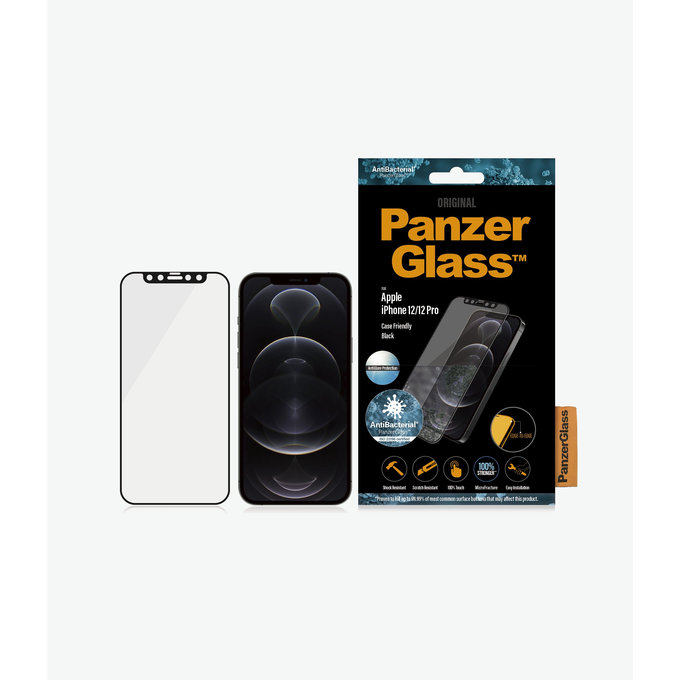 PanzerGlass - Tvrdené Sklo Case Friendly AntiGlare pre iPhone 12 a 12 Pro, čierna