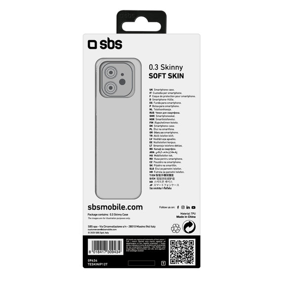 SBS - Puzdro Skinny pre iPhone 12 mini, transparentná