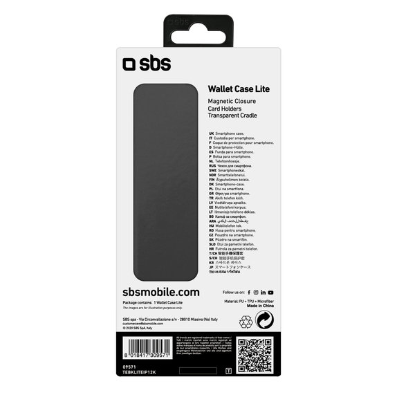 SBS - Puzdro Book Wallet Lite pre iPhone 12 mini, čierna