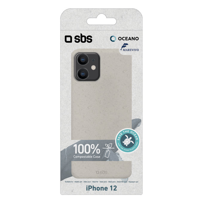 SBS - Puzdro Oceano pre iPhone 12 mini, 100% kompostovateľné, biela