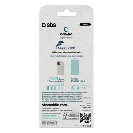 SBS - Puzdro Oceano pre iPhone 12 mini, 100% kompostovateľné, biela
