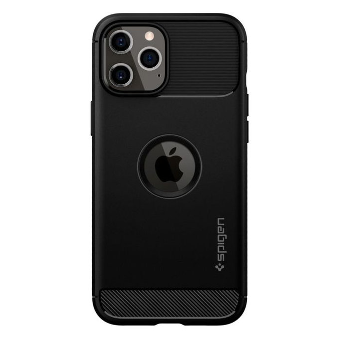 Spigen - Puzdro Rugged Armor pre iPhone 12 a 12 Pro, čierna