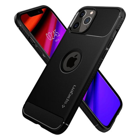 Spigen - Puzdro Rugged Armor pre iPhone 12 a 12 Pro, čierna