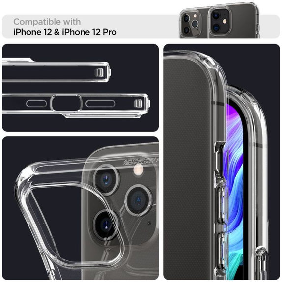 Spigen - Puzdro Liquid Crystal pre iPhone 12 a 12 Pro, Crystal Clear