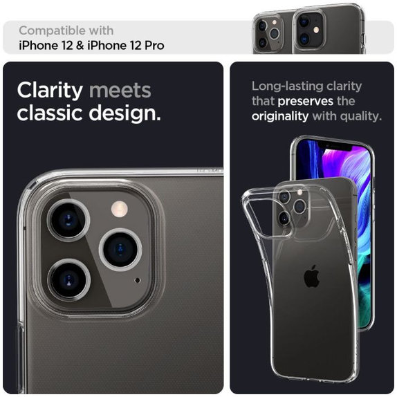 Spigen - Puzdro Liquid Crystal pre iPhone 12 a 12 Pro, Crystal Clear