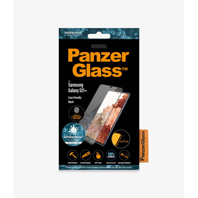 PanzerGlass - Tvrdené Sklo Case Friendly AB pre Samsung Galaxy S21+, Fingerprint komp., čierna