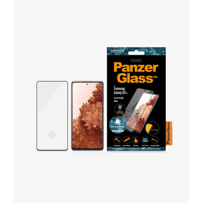 PanzerGlass - Tvrdené Sklo Case Friendly AB pre Samsung Galaxy S21+, Fingerprint komp., čierna