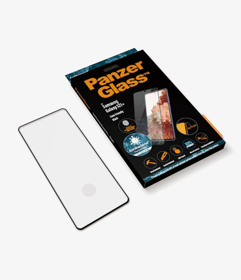 PanzerGlass - Tvrdené Sklo Case Friendly AB pre Samsung Galaxy S21+, Fingerprint komp., čierna