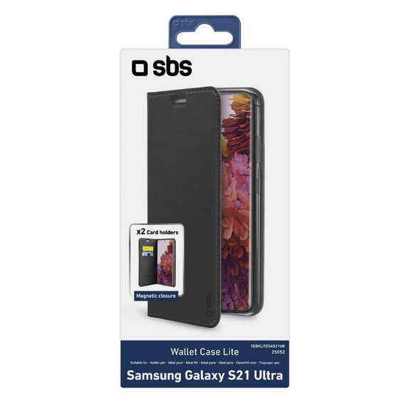 SBS - Puzdro Book Wallet Lite pre Samsung Galaxy S21 Ultra, čierna