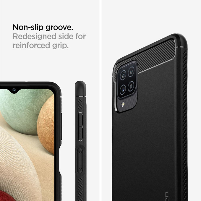 Spigen - Puzdro Rugged Armor pre Samsung Galaxy A12, čierna