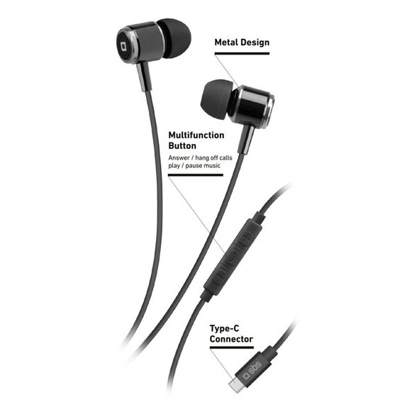 SBS - Slúchadlá Studio Mix 100C s Mikrofónom, USB-C, black