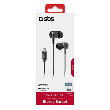SBS - Slúchadlá Studio Mix 100C s Mikrofónom, USB-C, black
