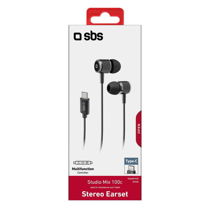 SBS - Slúchadlá Studio Mix 100C s Mikrofónom, USB-C, black