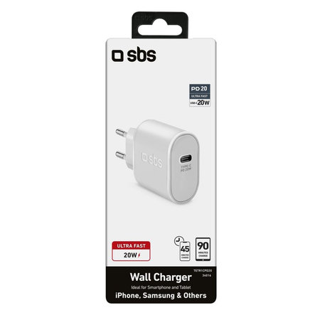SBS - 20W Nabíjací Adaptér USB-C, biela