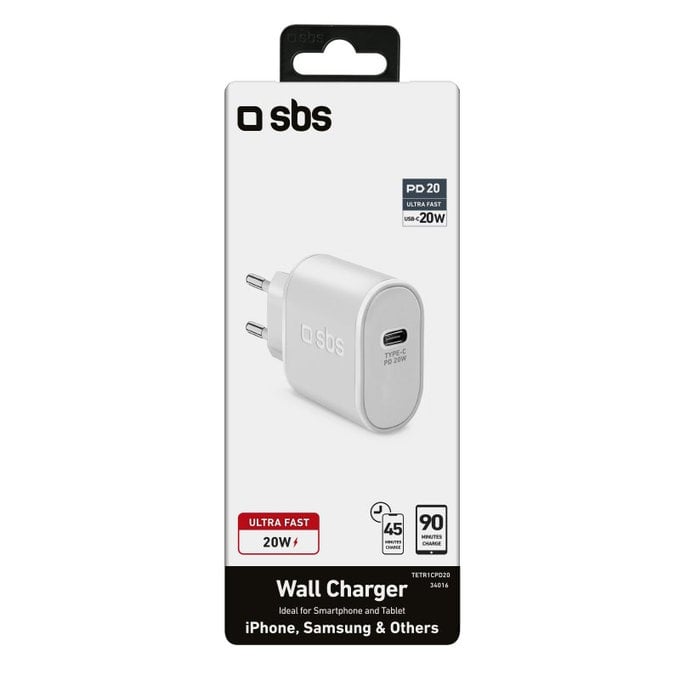 SBS - 20W Nabíjací Adaptér USB-C, biela