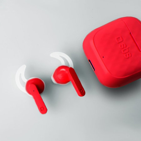 SBS - Bezdrôtové Slúchadlá TWS Air Free s Nabíjacím Puzdrom 250 mAh, red