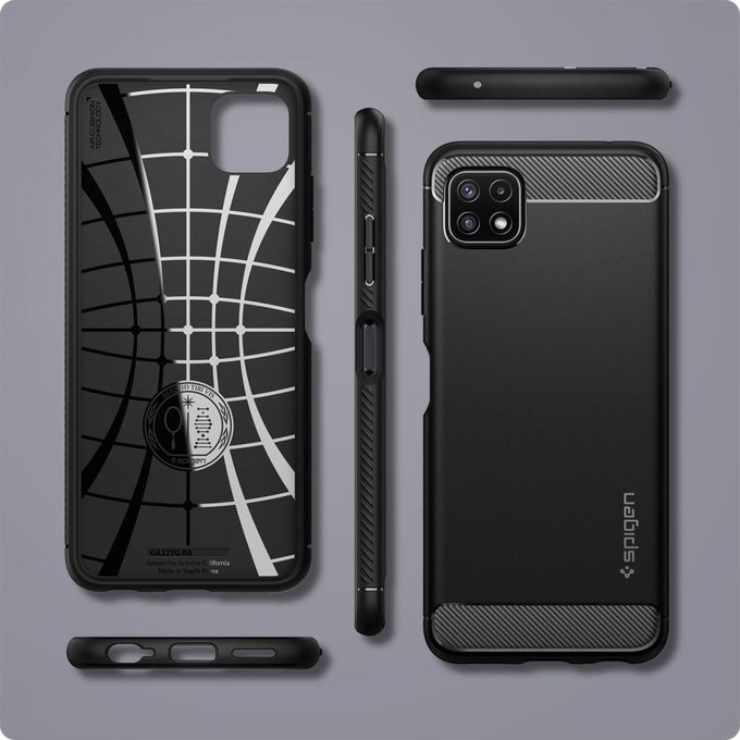Spigen - Puzdro Rugged Armor pre Samsung Galaxy A22 5G, čierna