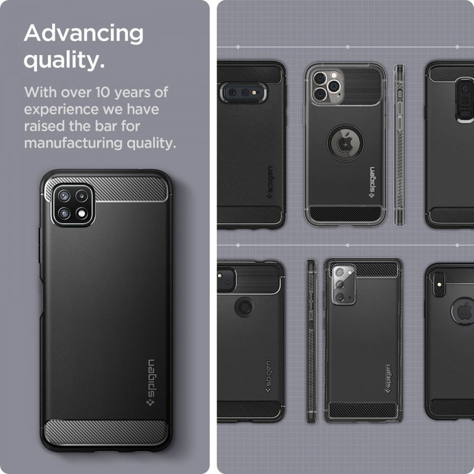 Spigen - Puzdro Rugged Armor pre Samsung Galaxy A22 5G, čierna