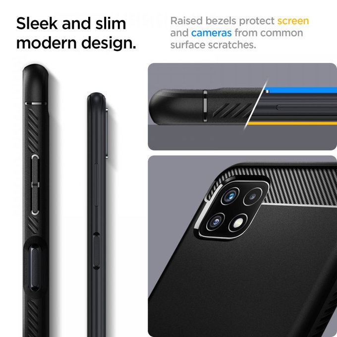 Spigen - Puzdro Rugged Armor pre Samsung Galaxy A22 5G, čierna