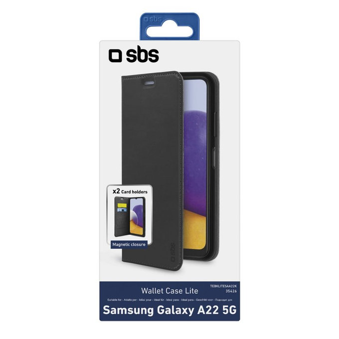 SBS - Puzdro Book Wallet Lite pre Samsung Galaxy A22 5G, čierna