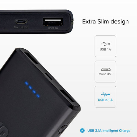 SBS - PowerBank 10 000 mAh, 2x USB, 2,1A, čierna