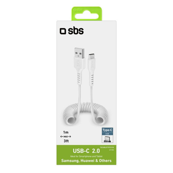 SBS - USB-C / USB Kábel (1m), biela
