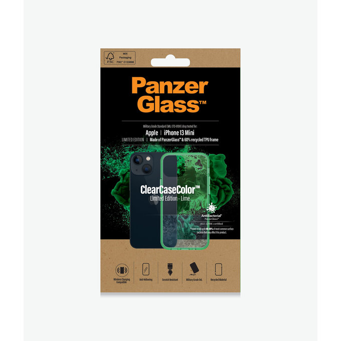 PanzerGlass - Puzdro ClearCaseColor AB pre iPhone 13 mini, lime