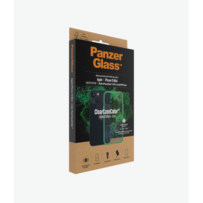 PanzerGlass - Puzdro ClearCaseColor AB pre iPhone 13 mini, lime