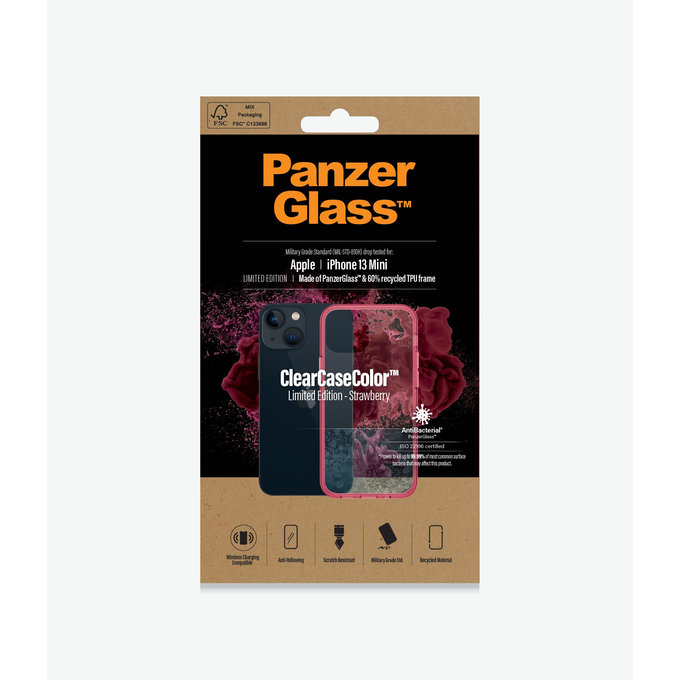 PanzerGlass - Puzdro ClearCaseColor AB pre iPhone 13 mini, strawberry