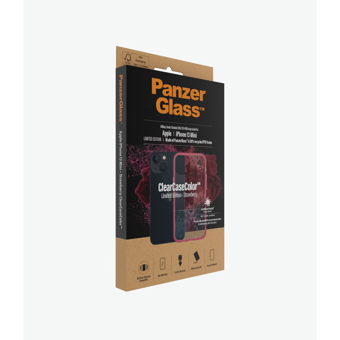 PanzerGlass - Puzdro ClearCaseColor AB pre iPhone 13 mini, strawberry