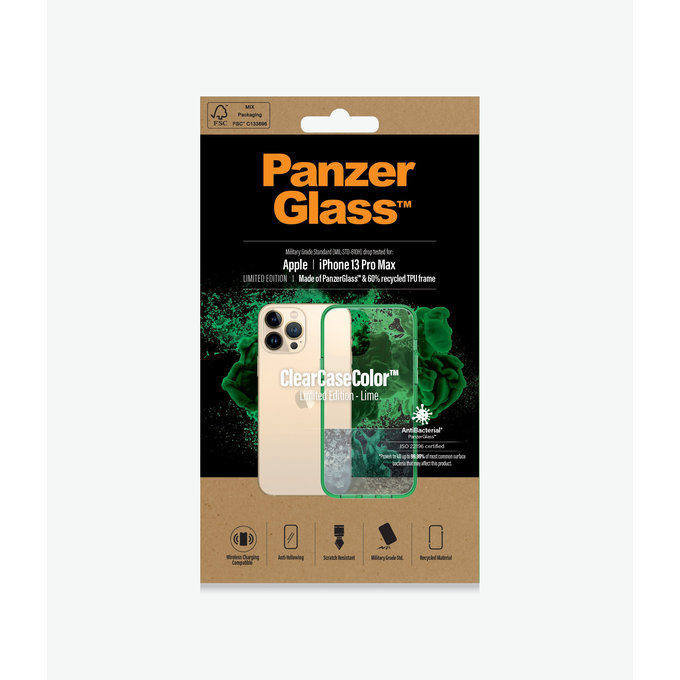 PanzerGlass - Puzdro ClearCaseColor AB pre iPhone 13 Pro Max, lime