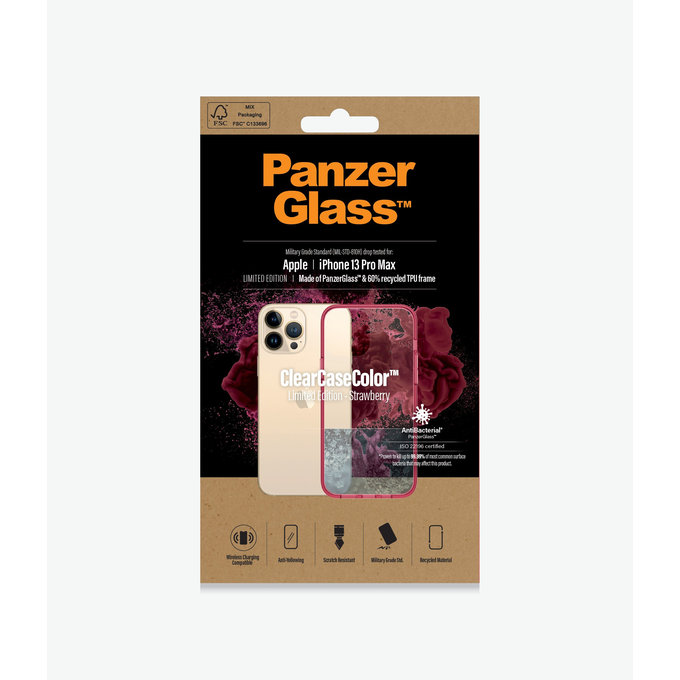 PanzerGlass - Puzdro ClearCaseColor AB pre iPhone 13 Pro Max, strawberry