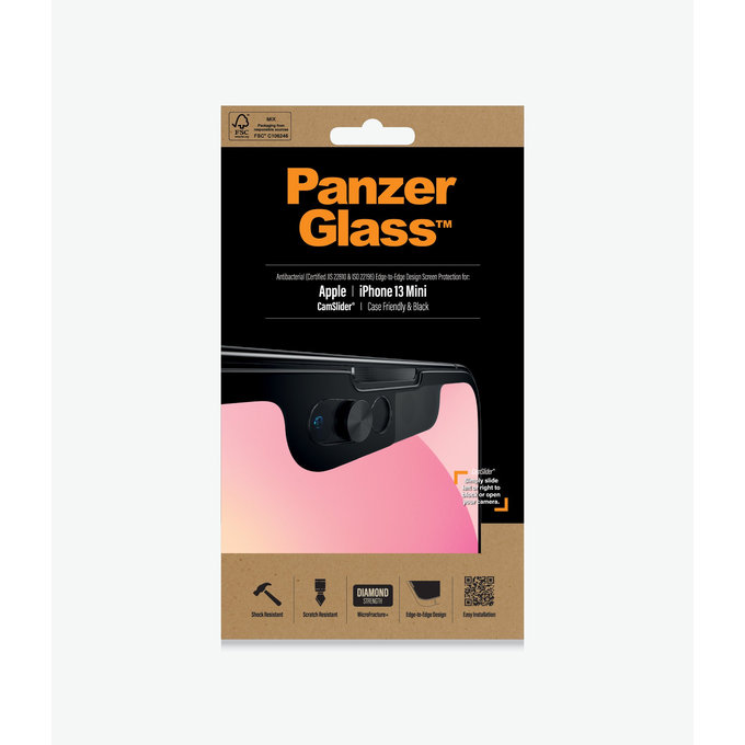 PanzerGlass - Tvrdené Sklo Case Friendly CamSlider AB pre iPhone 13 mini, čierna