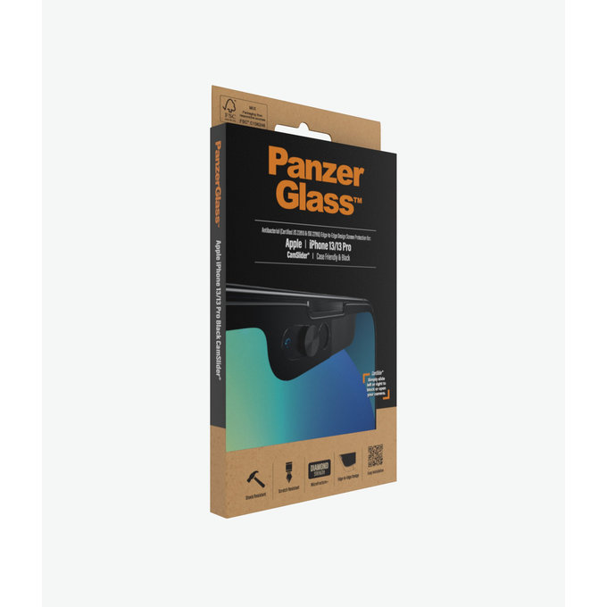 PanzerGlass - Tvrdené Sklo Case Friendly CamSlider AB pre iPhone 13, 13 Pro a 14, čierna