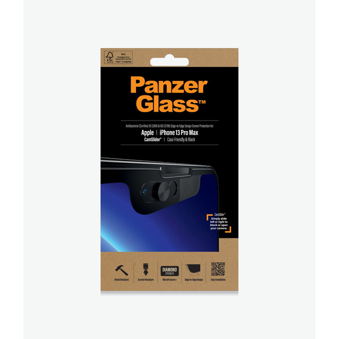 PanzerGlass - Tvrdené Sklo Case Friendly CamSlider AB pre iPhone 13 Pro Max a 14 Plus, čierna