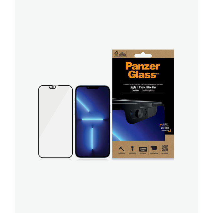 PanzerGlass - Tvrdené Sklo Case Friendly CamSlider AB pre iPhone 13 Pro Max a 14 Plus, čierna