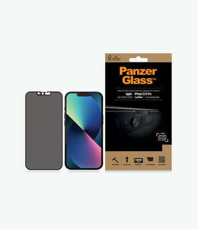 PanzerGlass - Tvrdené Sklo Case Friendly Privacy CamSlider AB pre iPhone 13, 13 Pro a 14, čierna